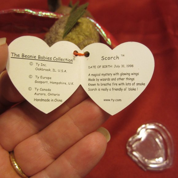 RARE VTG TY ORIGINAL BEANIE BABY "SCORCH" DRAGON 7/31/98 W/ERRORS - Picture 7 of 10